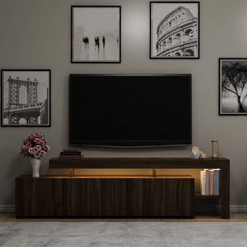 Casa si Gradina - Mobilier - Comode si corpuri - Comode - Comoda tv, Hanah Home, pal melaminat, nuc, 192x53x37 cm - Infinity.ro