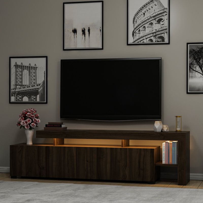 Casa si Gradina - Mobilier - Comode si corpuri - Comode - Comoda tv, Hanah Home, pal melaminat, nuc, 192x53x37 cm - Infinity.ro