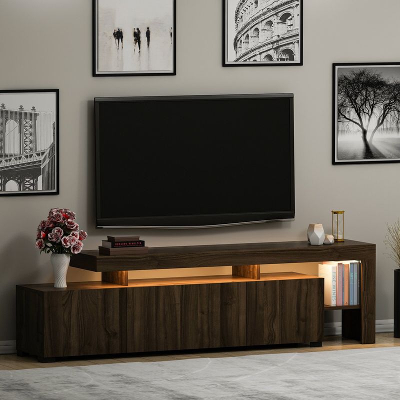 Casa si Gradina - Mobilier - Comode si corpuri - Comode - Comoda tv, Hanah Home, pal melaminat, nuc, 192x53x37 cm - Infinity.ro
