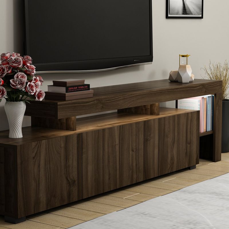Casa si Gradina - Mobilier - Comode si corpuri - Comode - Comoda tv, Hanah Home, pal melaminat, nuc, 192x53x37 cm - Infinity.ro