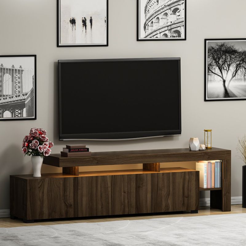 Casa si Gradina - Mobilier - Comode si corpuri - Comode - Comoda tv, Hanah Home, pal melaminat, nuc, 192x53x37 cm - Infinity.ro