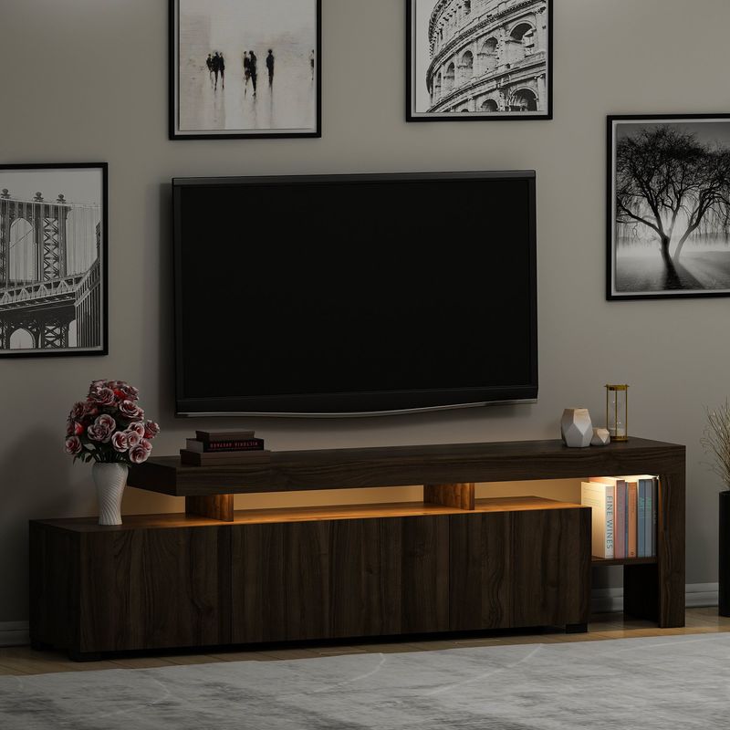 Casa si Gradina - Mobilier - Comode si corpuri - Comode - Comoda tv, Hanah Home, pal melaminat, nuc, 192x53x37 cm - Infinity.ro