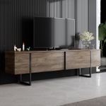 Casa si Gradina - Mobilier - Comode si corpuri - Comode - Comoda tv, Hanah Home, pal melaminat, nuc si negru, 180x30x50 cm - Infinity.ro