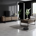 Casa si Gradina - Mobilier - Comode si corpuri - Comode - Comoda tv, Hanah Home, pal melaminat, nuc si negru, 180x30x50 cm - Infinity.ro