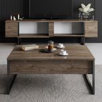 Casa si Gradina - Mobilier - Comode si corpuri - Console - Comoda tv, Hanah Home, pal melaminat, nuc si negru, 180x30x50 cm - Infinity.ro