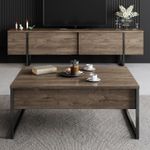 Casa si Gradina - Mobilier - Comode si corpuri - Comode - Comoda tv, Hanah Home, pal melaminat, nuc si negru, 180x30x50 cm - Infinity.ro