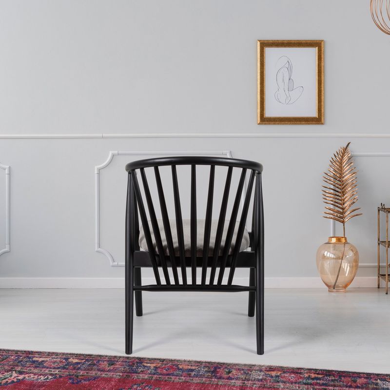 Casa si Gradina - Mobilier - Scaune si fotolii - Fotolii - Fotoliu, Hanah Home, lemn masiv, negru si bej, 55x77x47 cm - Infinity.ro