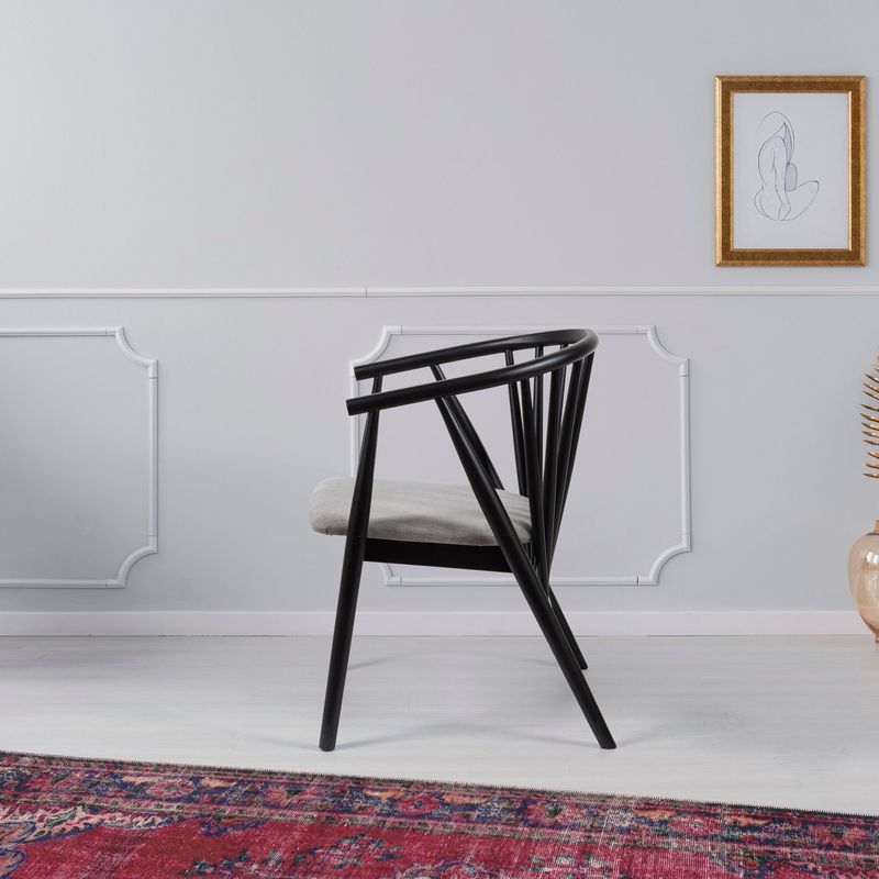 Casa si Gradina - Mobilier - Scaune si fotolii - Fotolii - Fotoliu, Hanah Home, lemn masiv, negru si bej, 55x77x47 cm - Infinity.ro