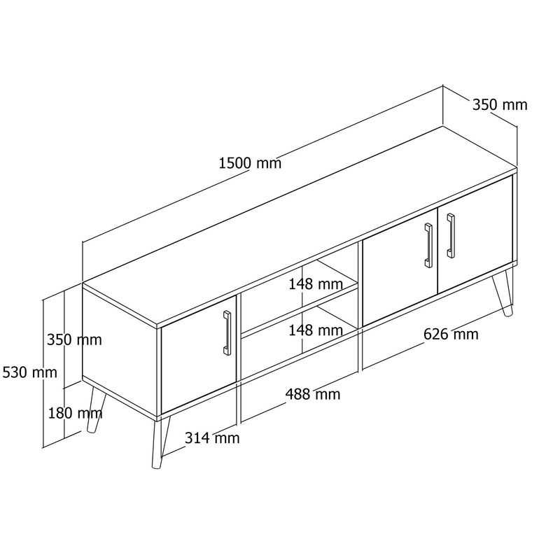 Casa si Gradina - Mobilier - Comode si corpuri - Comode - Comoda tv, Hanah Home, pal melaminat, nuc si antracit, 150x34x52 cm - Infinity.ro