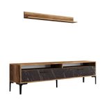 Casa si Gradina - Mobilier - Comode si corpuri - Console - Comoda tv, Hanah Home, pal melaminat, nuc si negru, 180x47x35 cm - Infinity.ro