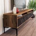 Casa si Gradina - Mobilier - Comode si corpuri - Console - Comoda tv, Hanah Home, pal melaminat, nuc si negru, 180x47x35 cm - Infinity.ro
