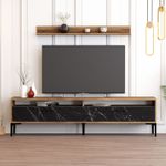 Casa si Gradina - Mobilier - Comode si corpuri - Console - Comoda tv, Hanah Home, pal melaminat, nuc si negru, 180x47x35 cm - Infinity.ro