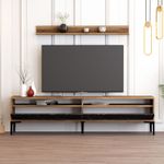 Casa si Gradina - Mobilier - Comode si corpuri - Console - Comoda tv, Hanah Home, pal melaminat, nuc si negru, 180x47x35 cm - Infinity.ro