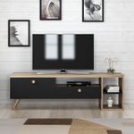 Casa si Gradina - Mobilier - Comode si corpuri - Console - Comoda tv, Hanah Home, pal melaminat, negru si stejar, 150x35x47 cm - Infinity.ro