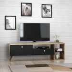 Casa si Gradina - Mobilier - Comode si corpuri - Console - Comoda tv, Hanah Home, pal melaminat, negru si stejar, 150x35x47 cm - Infinity.ro