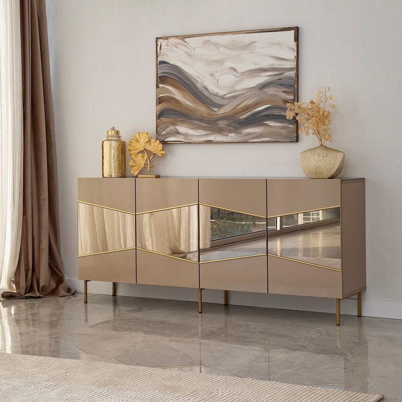 Casa si Gradina - Mobilier - Comode si corpuri - Console - Consola, Hanah Home, mdf, bronz auriu, 180x80x40 cm - Infinity.ro
