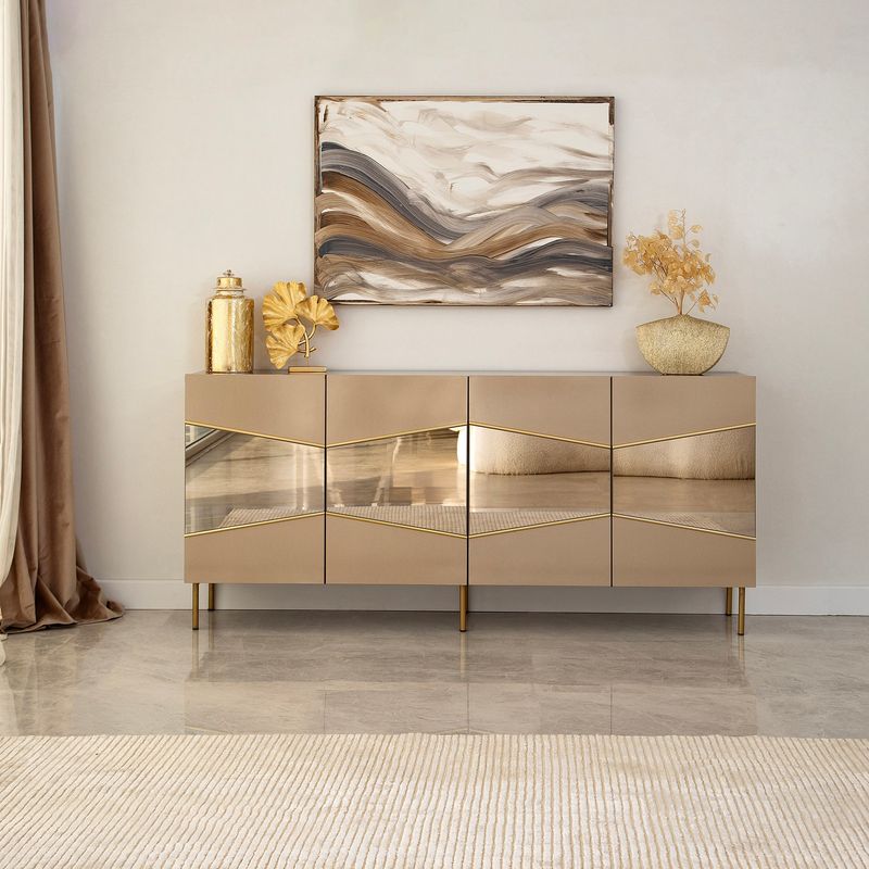 Casa si Gradina - Mobilier - Comode si corpuri - Console - Consola, Hanah Home, mdf, bronz auriu, 180x80x40 cm - Infinity.ro