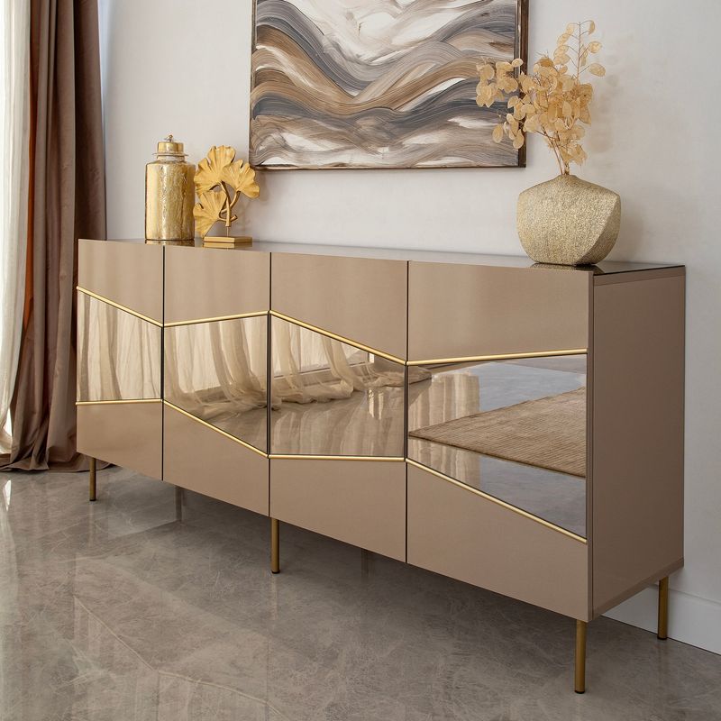 Casa si Gradina - Mobilier - Comode si corpuri - Console - Consola, Hanah Home, mdf, bronz auriu, 180x80x40 cm - Infinity.ro