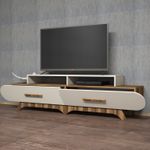 Casa si Gradina - Mobilier - Comode si corpuri - Comode - Comoda tv, Hanah Home, pal melaminat, nuc si crem, 205x50x36.8 cm - Infinity.ro