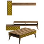 Casa si Gradina - Mobilier - Seturi de mobilier - Seturi living - Set mobilier living, Hanah Home, pal melaminat, nuc, galben - Infinity.ro