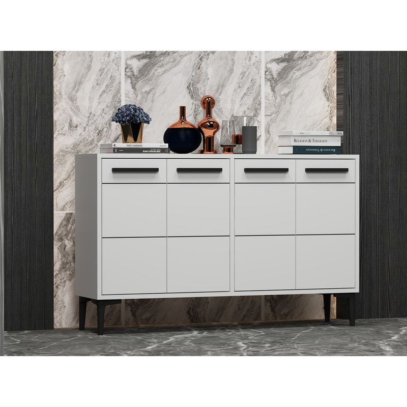 Casa si Gradina - Mobilier - Comode si corpuri - Comode - Comoda tv, Hanah Home, pal melaminat, alb, 120x30x75 cm, 327ODS1101 - Infinity.ro