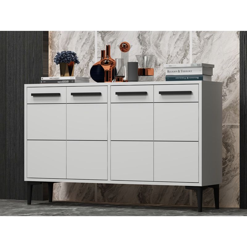 Casa si Gradina - Mobilier - Comode si corpuri - Comode - Comoda tv, Hanah Home, pal melaminat, alb, 120x30x75 cm, 327ODS1101 - Infinity.ro