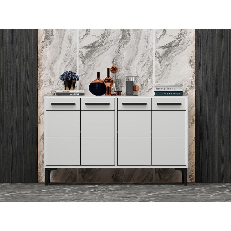 Casa si Gradina - Mobilier - Comode si corpuri - Comode - Comoda tv, Hanah Home, pal melaminat, alb, 120x30x75 cm, 327ODS1101 - Infinity.ro