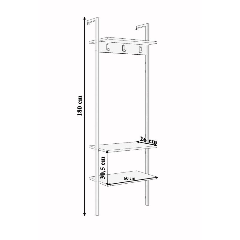 Casa si Gradina - Mobilier - Organizare si depozitare - Cuiere - Cuier, Hanah Home, pal melaminat, negru, 60x26x180 cm - Infinity.ro