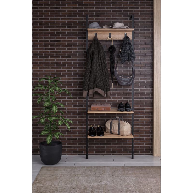 Casa si Gradina - Mobilier - Organizare si depozitare - Cuiere - Cuier, Hanah Home, pal melaminat, negru, 60x26x180 cm - Infinity.ro