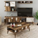 Casa si Gradina - Mobilier - Seturi de mobilier - Seturi living - Set mobilier living, Hanah Home, pal melaminat, alb si nuc, multiple piese - Infinity.ro