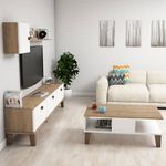 Casa si Gradina - Mobilier - Seturi de mobilier - Seturi living - Set mobilier living, Hanah Home, pal melaminat, stejar si alb, multiple rafturi - Infinity.ro