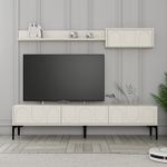 Casa si Gradina - Mobilier - Seturi de mobilier - Seturi living - Set living, Hanah Home, pal melaminat, crem si negru, tv 180x42x35 cm, masa 105x32.6x60 cm - Infinity.ro