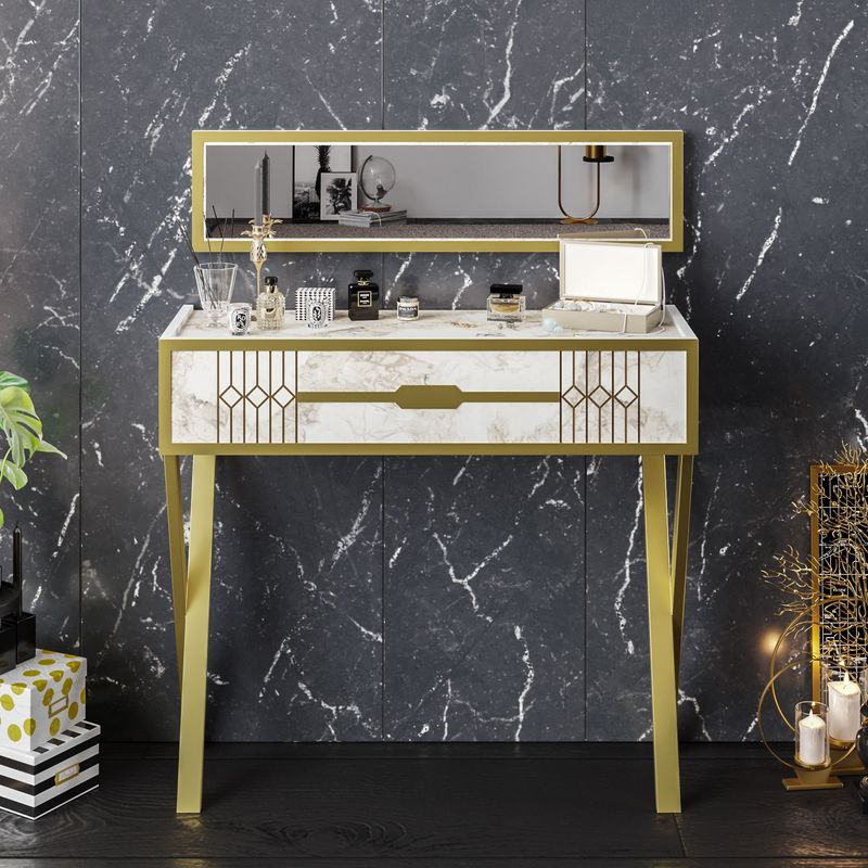 Casa si Gradina - Mobilier - Comode si corpuri - Masute de toaleta - Masa de toaleta, Hanah Home, pal melaminat, alb, 90x32x80 cm - Infinity.ro