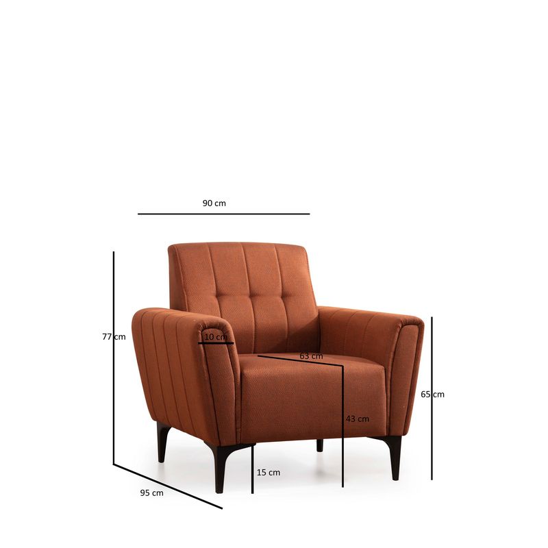 Casa si Gradina - Mobilier - Scaune si fotolii - Fotolii - Fotoliu, Atelier Del Sofa, lemn de fag si pal, rosu tigla, 90x95x77 cm - Infinity.ro