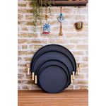 Casa si Gradina - Bucatarie si vesela - Ustensile bucatarie - Tavi servire - Set tavi de servire, Hermia, metal, negru, 4 piese, 51x51 cm - Infinity.ro
