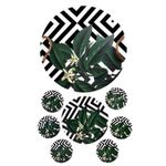 Casa si Gradina - Bucatarie si vesela - Ustensile bucatarie - Tavi servire - Set tava si suporturi pahare, Hermia, lemn, multicolor, tava 34.5 cm, 8 piese - Infinity.ro