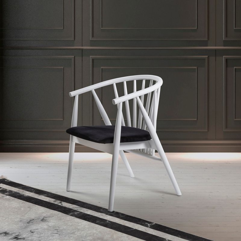 Casa si Gradina - Mobilier - Scaune si fotolii - Fotolii - Fotoliu, Hanah Home, lemn masiv, alb negru, 55x77x47 cm - Infinity.ro