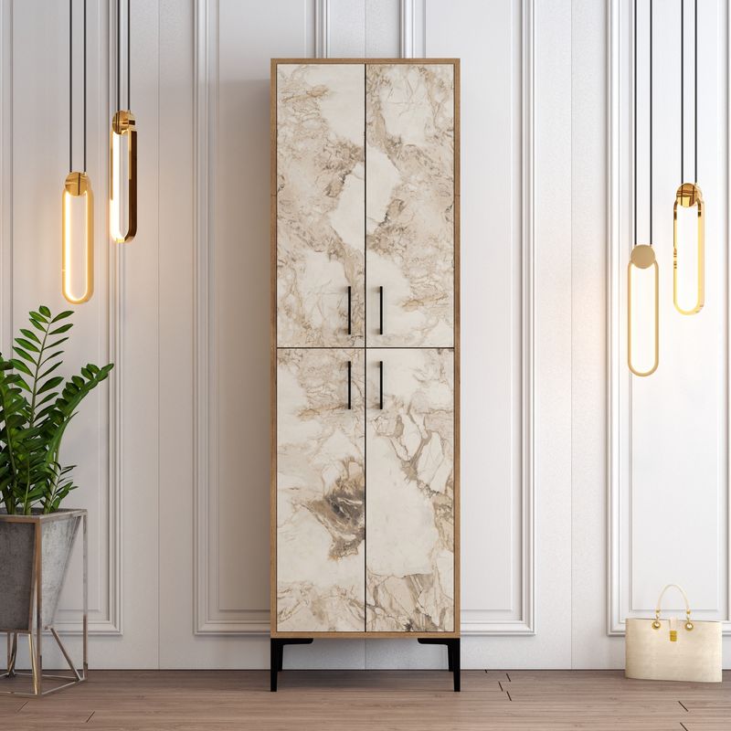 Casa si Gradina - Mobilier - Dulapuri si sifoniere - Dulapuri pantofi - Dulap pantofi, Hanah Home, pal melaminat, nuc si alb, 60x35x200 cm, 845HCT4103 - Infinity.ro