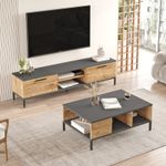 Casa si Gradina - Mobilier - Seturi de mobilier - Seturi living - Set living, Hanah Home, pal melaminat, pin atlantic si antracit, comoda tv 160x39.1x35 cm, masuta cafea 90x60x33.1 cm - Infinity.ro