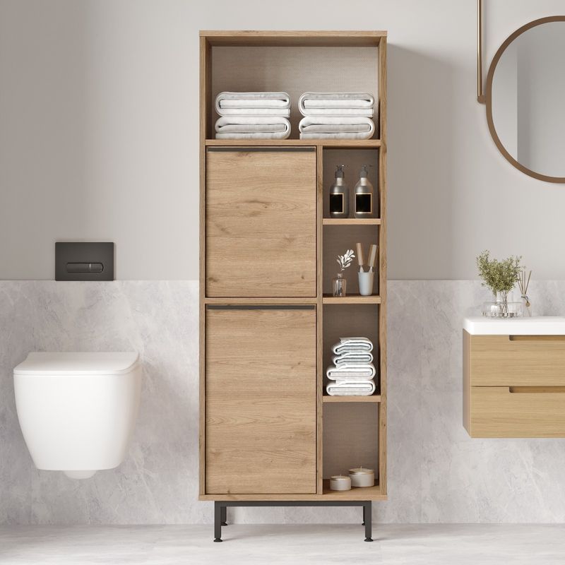 Casa si Gradina - Mobilier - Mobilier baie - Corpuri baie - Dulap baie, Hanah Home, pal melaminat, nuc, 60x35.5x161.6 cm - Infinity.ro