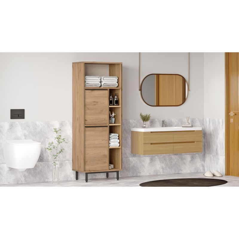 Casa si Gradina - Mobilier - Mobilier baie - Corpuri baie - Dulap baie, Hanah Home, pal melaminat, nuc, 60x35.5x161.6 cm - Infinity.ro