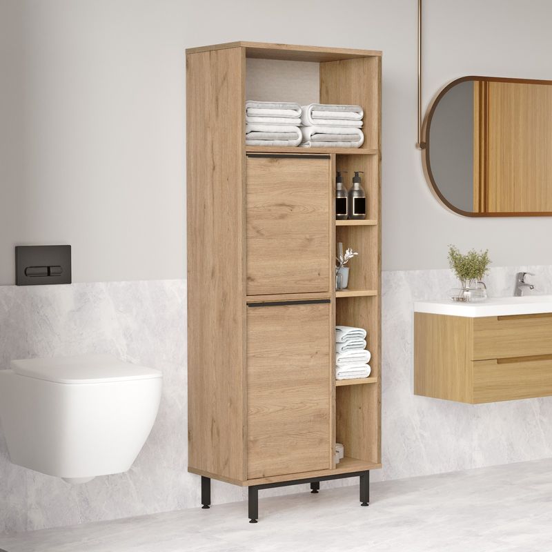 Casa si Gradina - Mobilier - Mobilier baie - Corpuri baie - Dulap baie, Hanah Home, pal melaminat, nuc, 60x35.5x161.6 cm - Infinity.ro