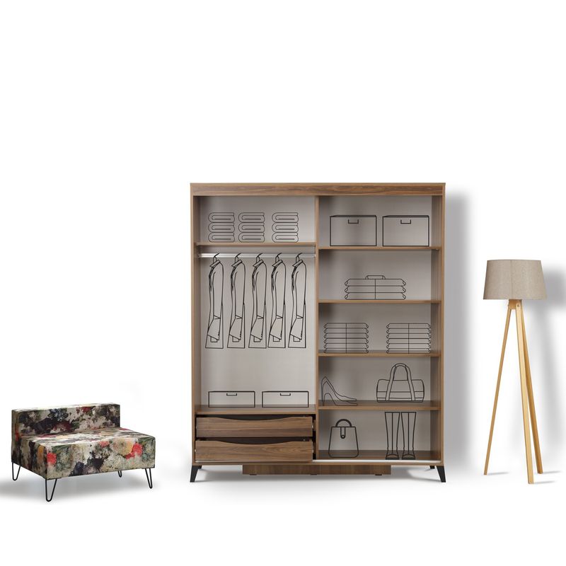 Casa si Gradina - Mobilier - Dulapuri si sifoniere - Sifoniere - Sifonier, Hanah Home, pal melaminat, nuc, 180x60x216 cm - Infinity.ro