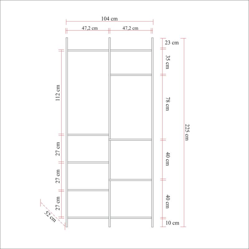 Casa si Gradina - Mobilier - Dulapuri si sifoniere - Sifoniere - Sifonier, Hanah Home, pal melaminat, pin atlantic, 104x225x52 cm - Infinity.ro