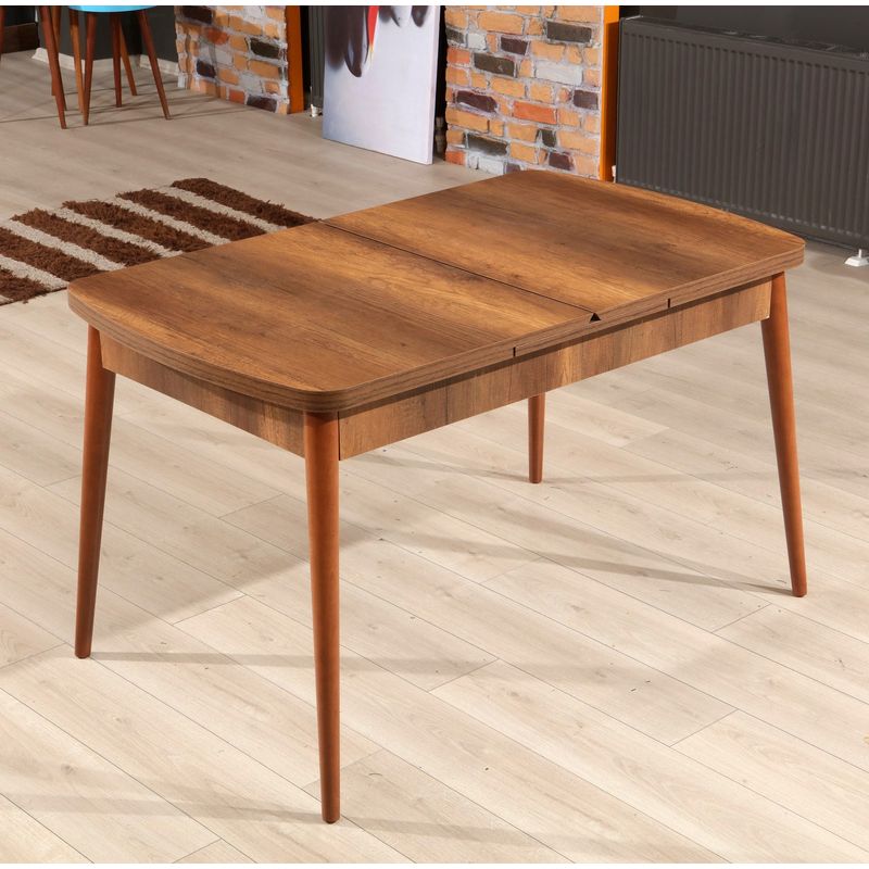 Casa si Gradina - Mobilier - Mese si birouri - Mese bucatarie si dining - Masa extensibila, Hanah Home, panou aglomerat melaminat, nuc, 132x80x78.5 cm - Infinity.ro