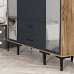 Casa si Gradina - Mobilier - Dulapuri si sifoniere - Sifoniere - Sifonier, Hanah Home, panou de particule melaminat, nuc si antracit, 160x47.5x201.4 cm - Infinity.ro