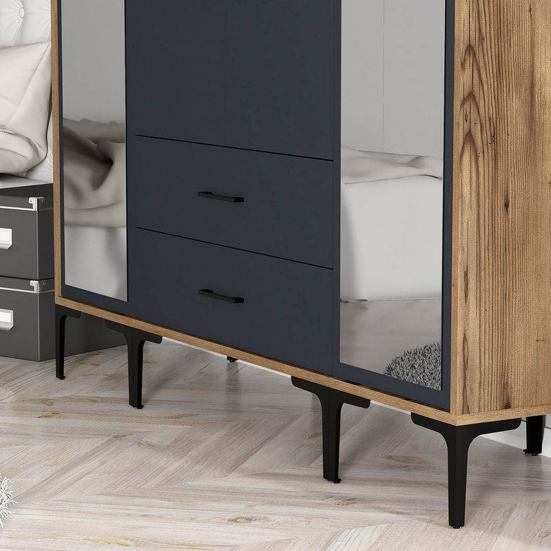 Casa si Gradina - Mobilier - Dulapuri si sifoniere - Sifoniere - Sifonier, Hanah Home, panou de particule melaminat, nuc si antracit, 160x47.5x201.4 cm - Infinity.ro