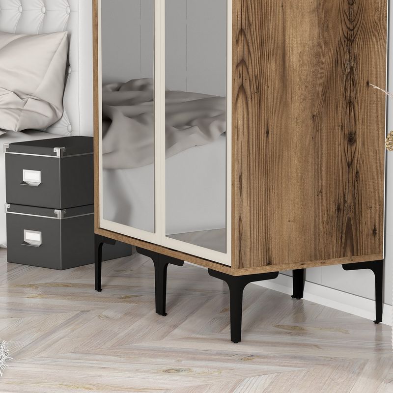 Casa si Gradina - Mobilier - Dulapuri si sifoniere - Sifoniere - Sifonier, Hanah Home, pal melaminat, nuc si crem, 80x47.5x201.4 cm, 845HCT5436 - Infinity.ro