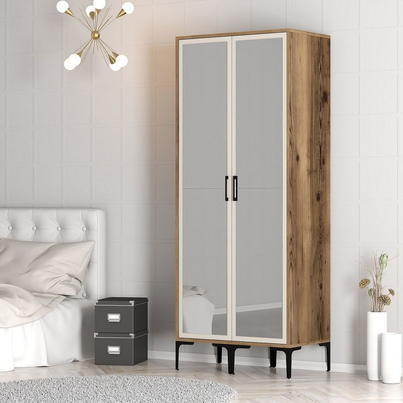 Casa si Gradina - Mobilier - Dulapuri si sifoniere - Sifoniere - Sifonier, Hanah Home, pal melaminat, nuc si crem, 80x47.5x201.4 cm, 845HCT5436 - Infinity.ro