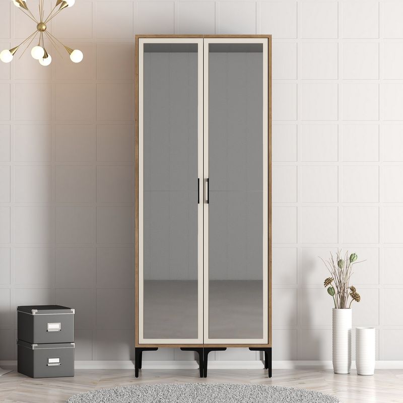 Casa si Gradina - Mobilier - Dulapuri si sifoniere - Sifoniere - Sifonier, Hanah Home, pal melaminat, nuc si crem, 80x47.5x201.4 cm, 845HCT5436 - Infinity.ro